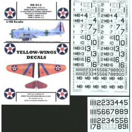 Decal YW48011 Douglas SBD-1 Dauntless USMC 12 Section Leaders aircraft and allemand wingmen from VMB-1 and VMB-2 Decal für Flugz