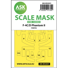 McDonnell F-4C/D Phantom canopy frame paint masks (outside only) (designed to be used with Tamiya kits) 