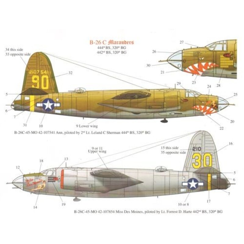 Martin B-26C Marauder Ann and Miss Des Moines. 44th BS, 320th BG/442nd BS, 320th BG