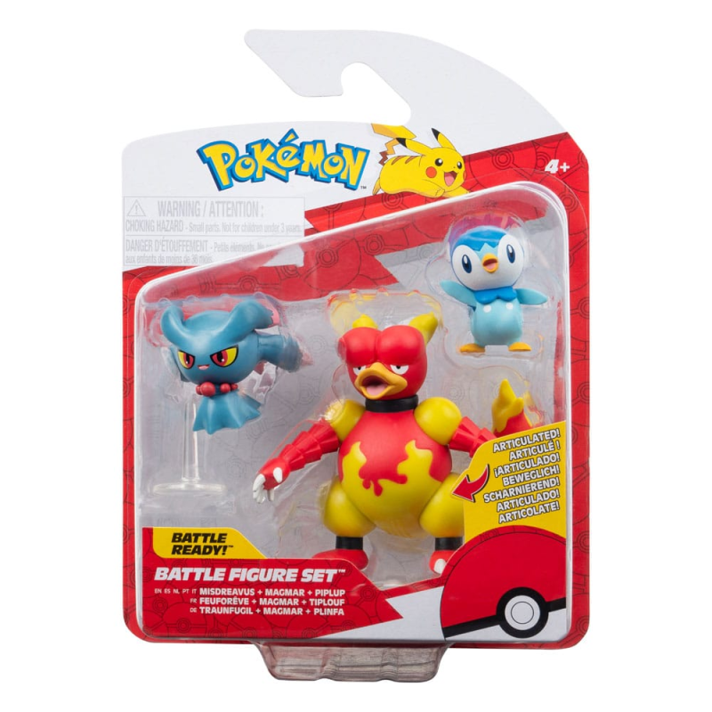 JAZPKW3604 Pokémon pack 3 figurines Battle Figure Set Piplup, Fireforest, Magmar 5 cm