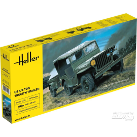 Jeep willis+trailer 1:35