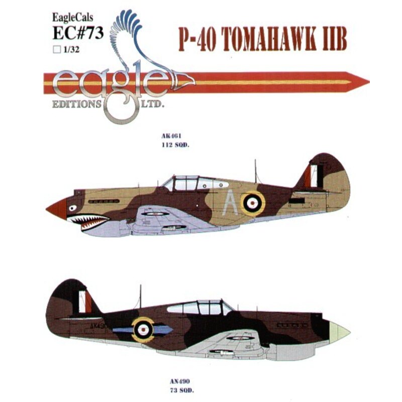 Curtiss P-40B Tomahawk IIB (2) AK461/A 112 Sqn North Africa camouflage schemes shark mouth AK490 79 Sqn S/L Peter Wykeham-Barnes