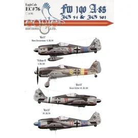 Focke Wulf Fw 190A (4) Red 1 4/JG 54 Lt Hans Dortenmann France 1944 RLM 74/75/76 blue fuselage band Yellow 8 I/JG 301 May 1945 R