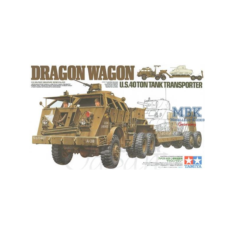 40-Tonne-2WK-Panzer-Transportvorrichtung US Dragon Wagon 50 Cm lang Mit der Besatzung Figuren 