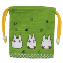 MY NEIGHBOR TOTORO - White Totoro - Green Fabric Bag 14x17cm 