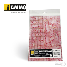 Pink and Gold Marble. Square Die-cut Marble Tiles - 2 pcs. 