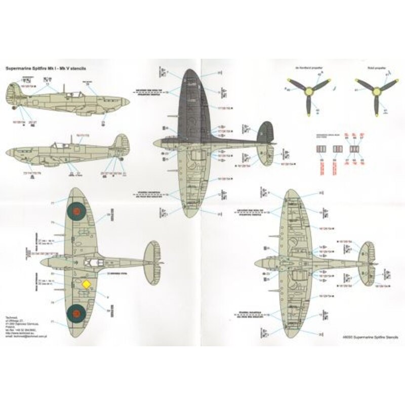 Supermarine Spitfire Mk. I â? XVI Stencil Data for two aircraft.