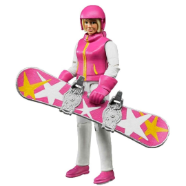 Frau auf Snowboard mit Zubehör Figurine 