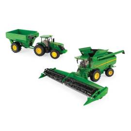 JOHN DEERE S780 Mähdrescher mit JOHN DEERE 7240R und Transporter