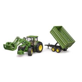 JOHN DEERE 7R350 mit Frontlader und Anhänger