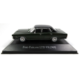 FORD Fairlaine LTD V8 1969 4-türige Limousine mit grünem schwarzem Dach, verkauft in Blisterverpackung Miniatur 