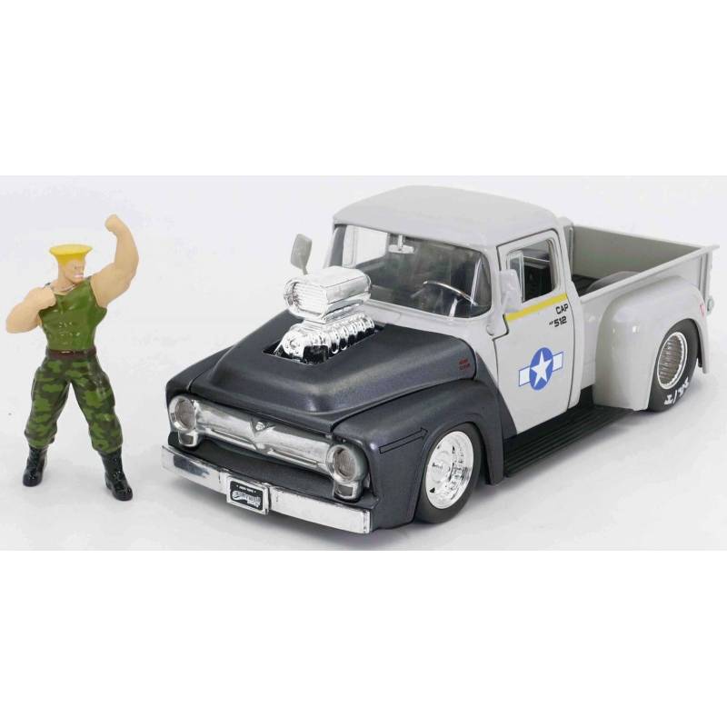 FORD F100 Pick-up 1956, grau, mit Guile-Figur