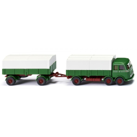 MERCEDES LP 333 6x4 Träger mit Anhänger 1 Achse Grün Modellbau 