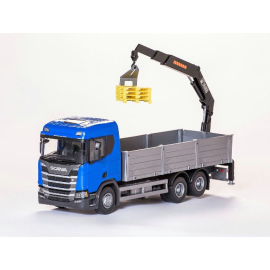 SCANIA CR 500 6x4 blau mit HIAB-Heckladekran Modellbau 