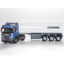 SCANIA R450 4x2 metallic blau mit 3-Achs-Tankauflieger Modellbau 