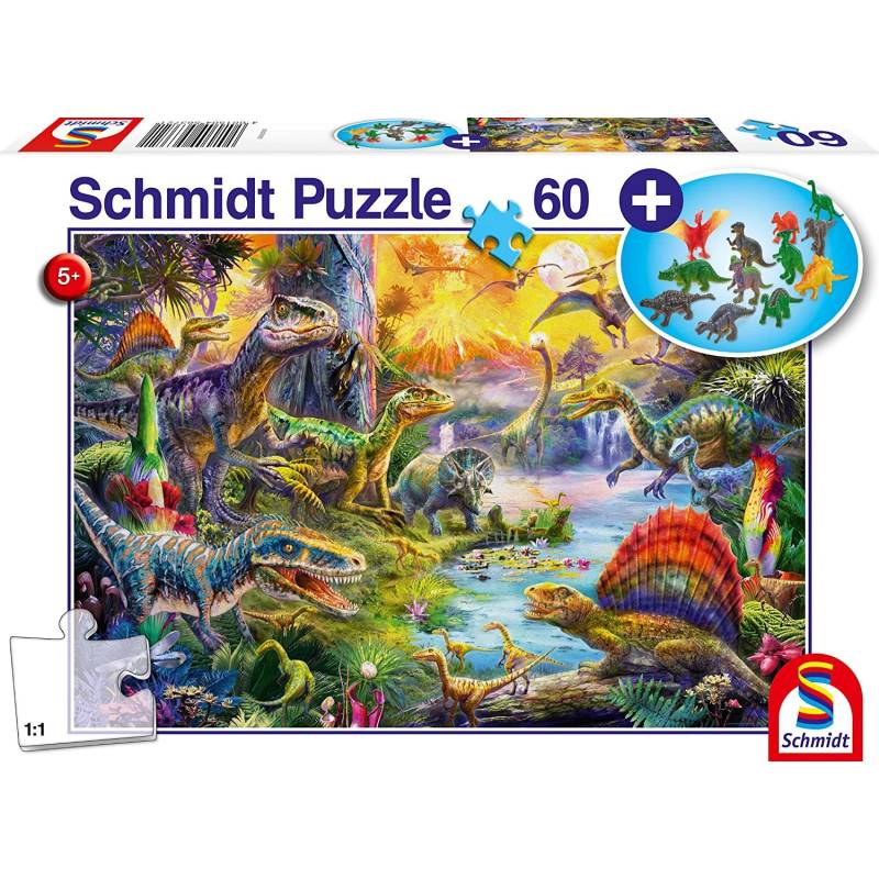 60-teiliges Puzzle Dinosaurier mit Figuren 