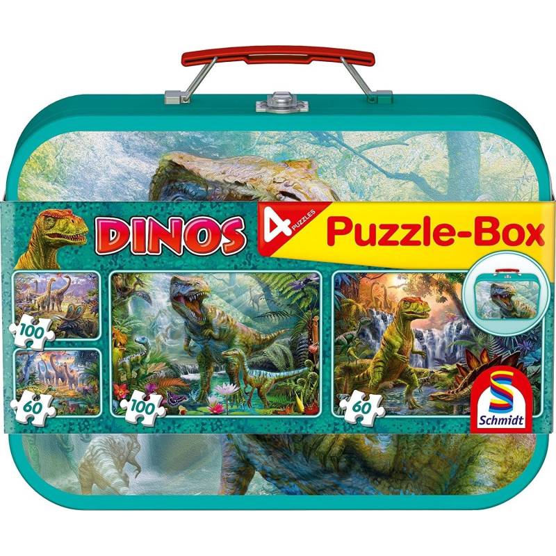 2 Puzzles mit 60 Teilen und 2 Puzzles mit 100 Teilen – DINOSAURIER 