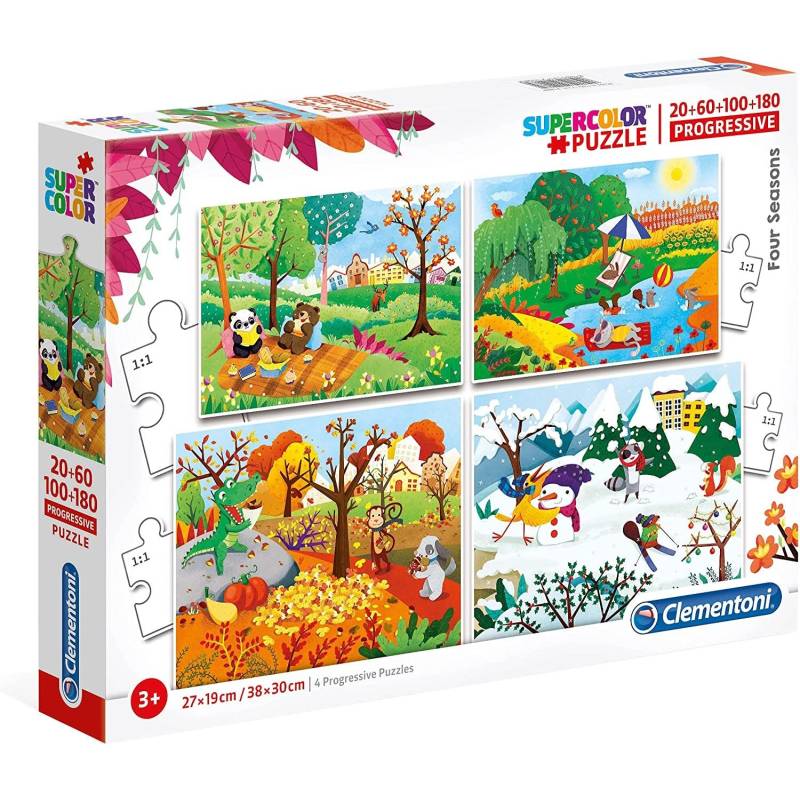 4 Puzzles 20-60-100-180 Teile - Die 4 Jahreszeiten 