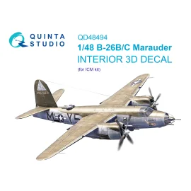 Martin B-26B Marauder 3D-Printed & colored Interior on decal paper (designed to be used with ICM kits) 