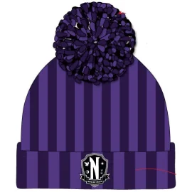 Wednesday - Nevermore Logo Pom-Pom Beanie 