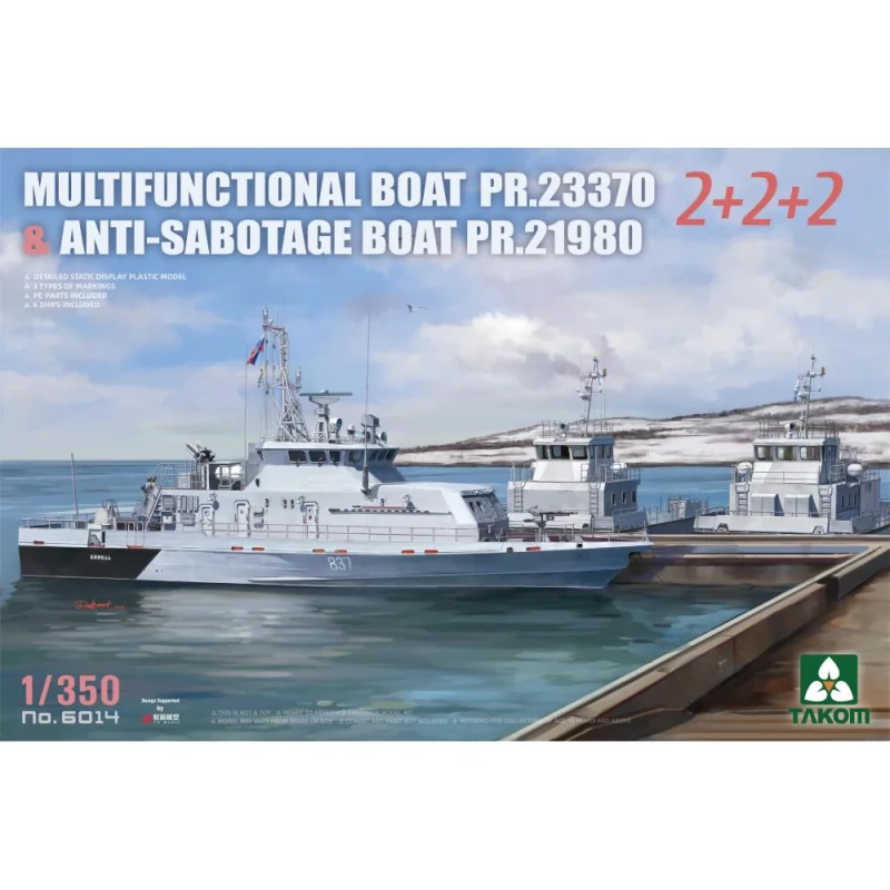 TAKOM MODEL: 1/350; MULTIFUNCTIONAL BOAT PR.23370 & ANTI-SABOTTAGE BOAT PR.21980 2+2+2 Modellbausatz 