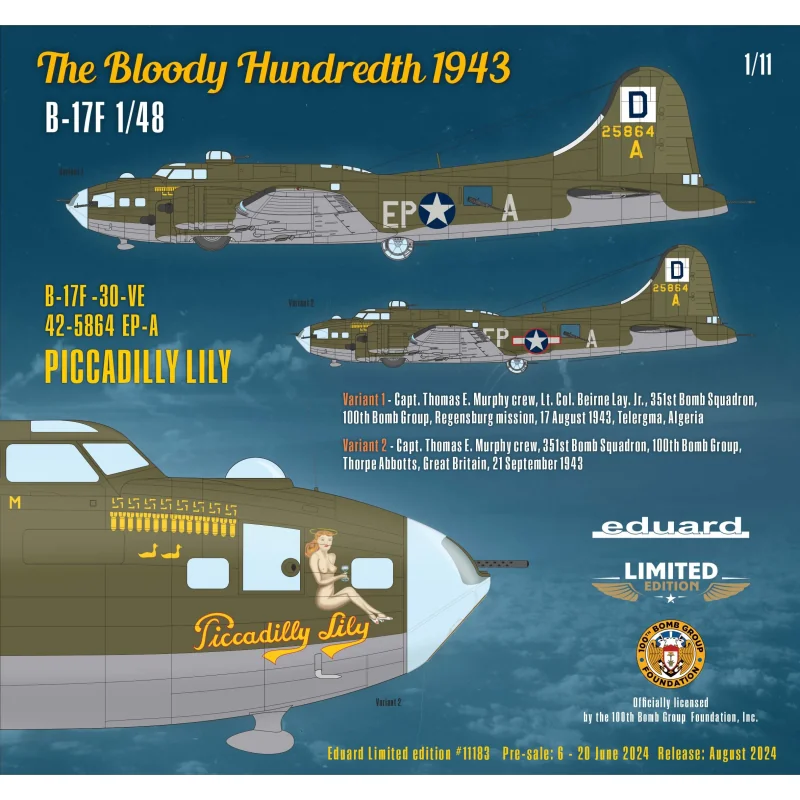 The Bloody Hundredth 1943 B-17F Flying Fortress - Limited Edition 1/48