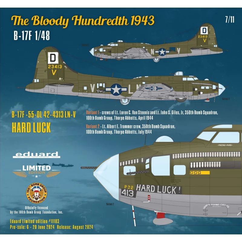 The Bloody Hundredth 1943 B-17F Flying Fortress - Limited Edition 1/48