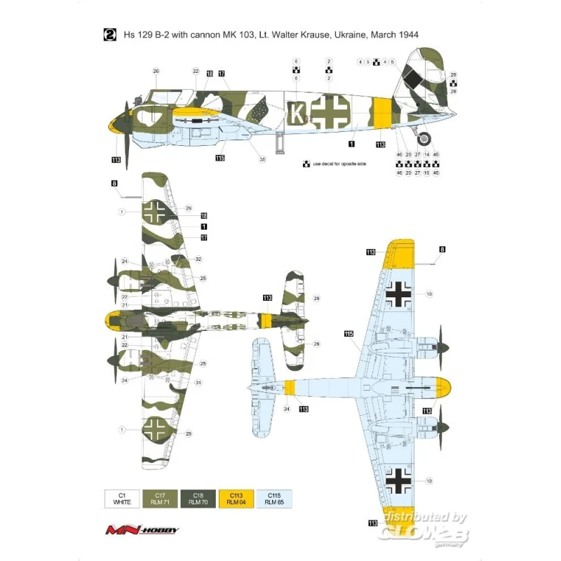 Henschel Hs-129B-2 with cannon MK 101 & MK103 Flugzeugmodell