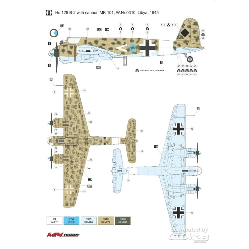 Henschel Hs-129B-2 with cannon MK 101 & MK103 MN-Hobby