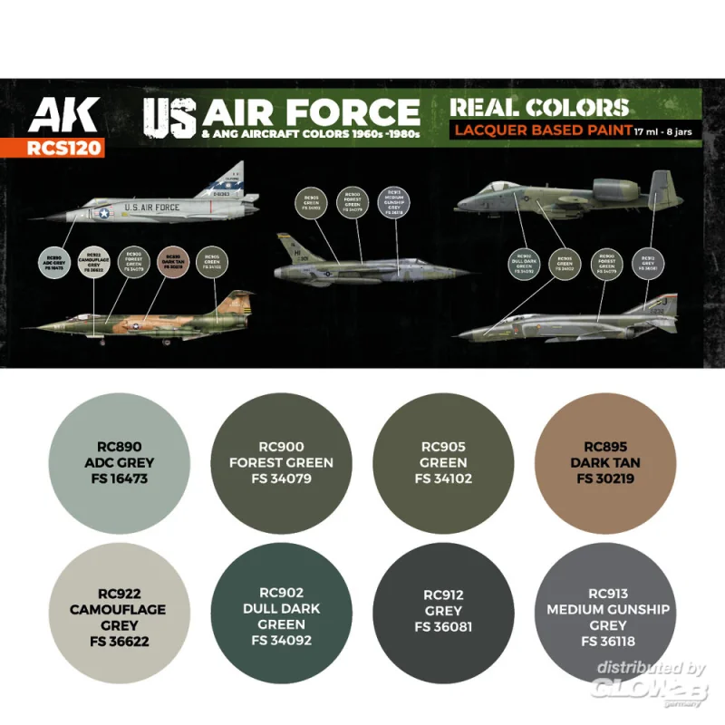 US Air Force & ANG Aircraft Colors 1960s-1980s SET Modellbau-Farbe 