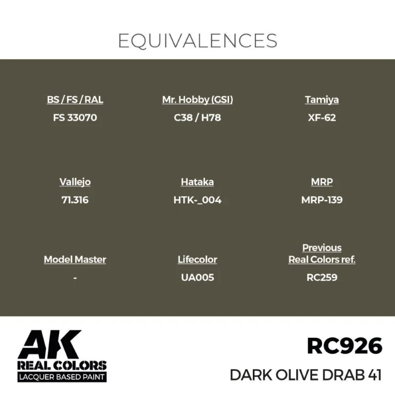 AK INTERACTIVE: Real Colors Dark Olive Drab 41 17 ml. AK Interactive