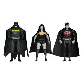 DC Direct Figures Super Powers Batman, Superman & Wonder Woman Black & White Accent Edition Gold Label 13 cm Figurine 