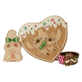 Disney Loungefly L&S Handbag Angel And Stitch Gingerbread Heart 