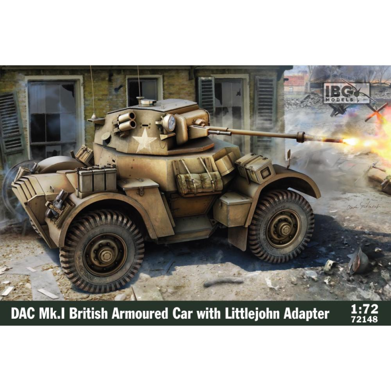 IBG MODELS: 1/72 - DAC Mk.I British Armoured Car with Little John Adapter Modellbausatz 