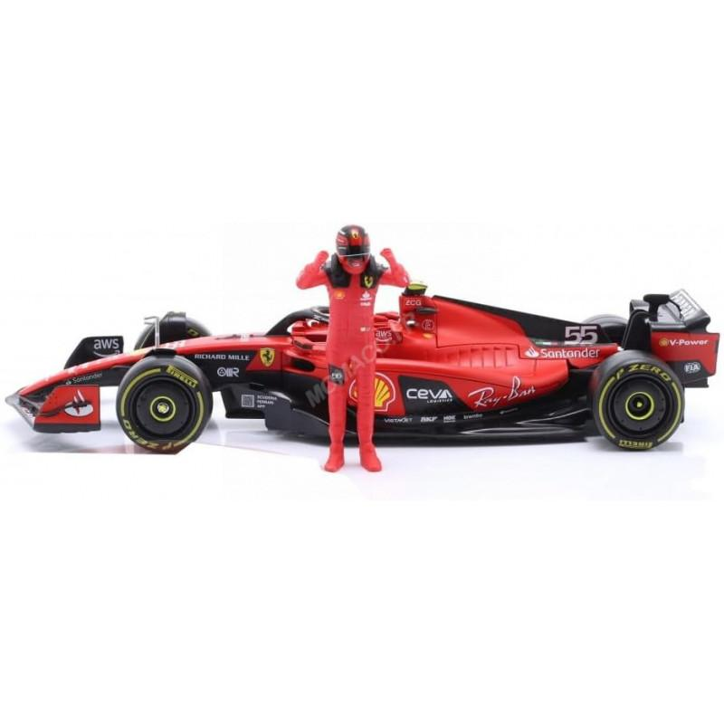 FERRARI F1 F23 TEAM SCUDERIA FERRARI 55 CARLOS SAINZ 2023 WITH DRIVER Miniatur 