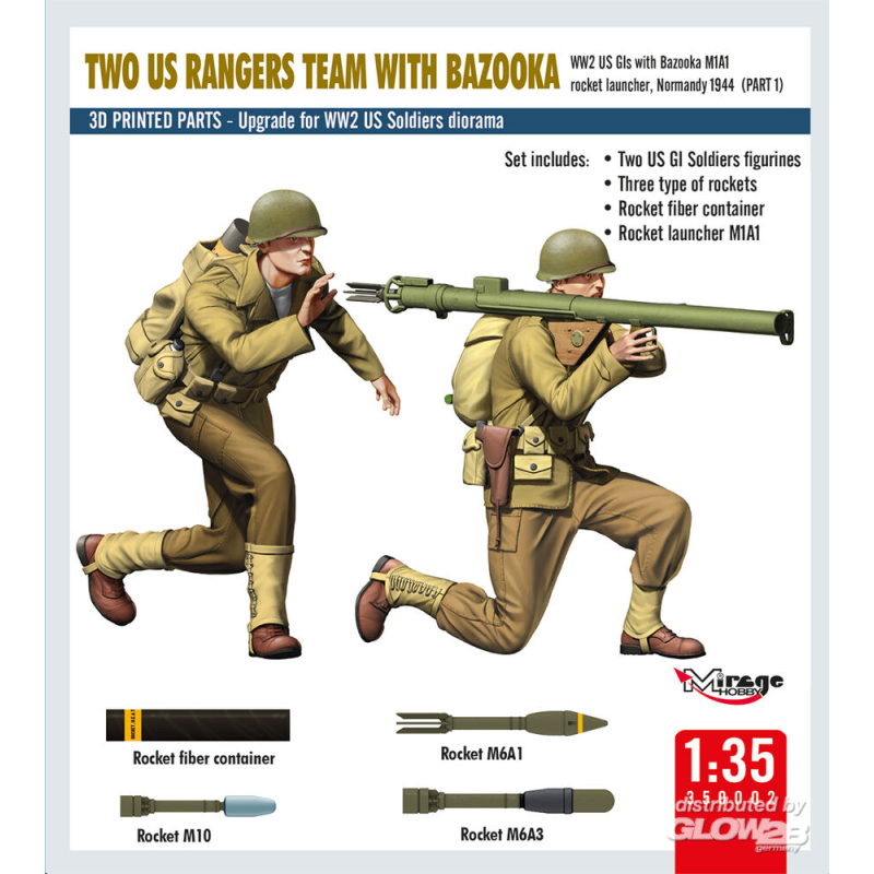 TWO US RANGERS TEAM WITH BAZOOKA Historische Figuren