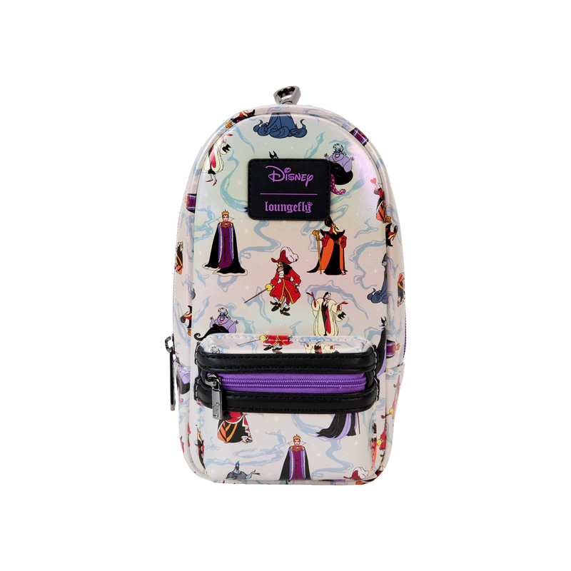 DISNEY - Villains - LoungeFly Iridescent Mini Pencil Case Backpack 