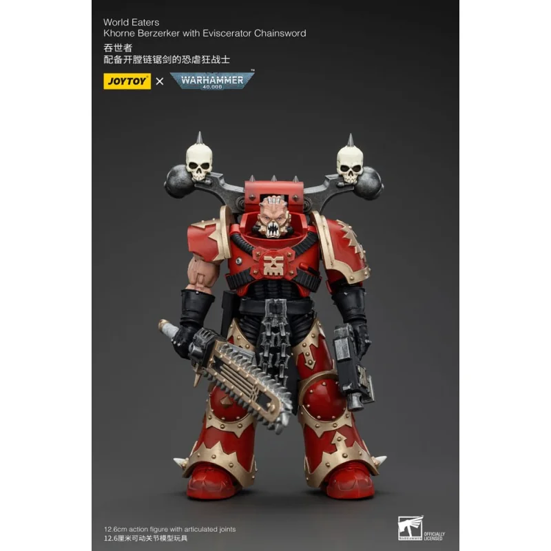 Warhammer 40k Figure 1/18 World Eaters Khorne Berzerker with Eviscerator Chainsword 13 cm Figurine 