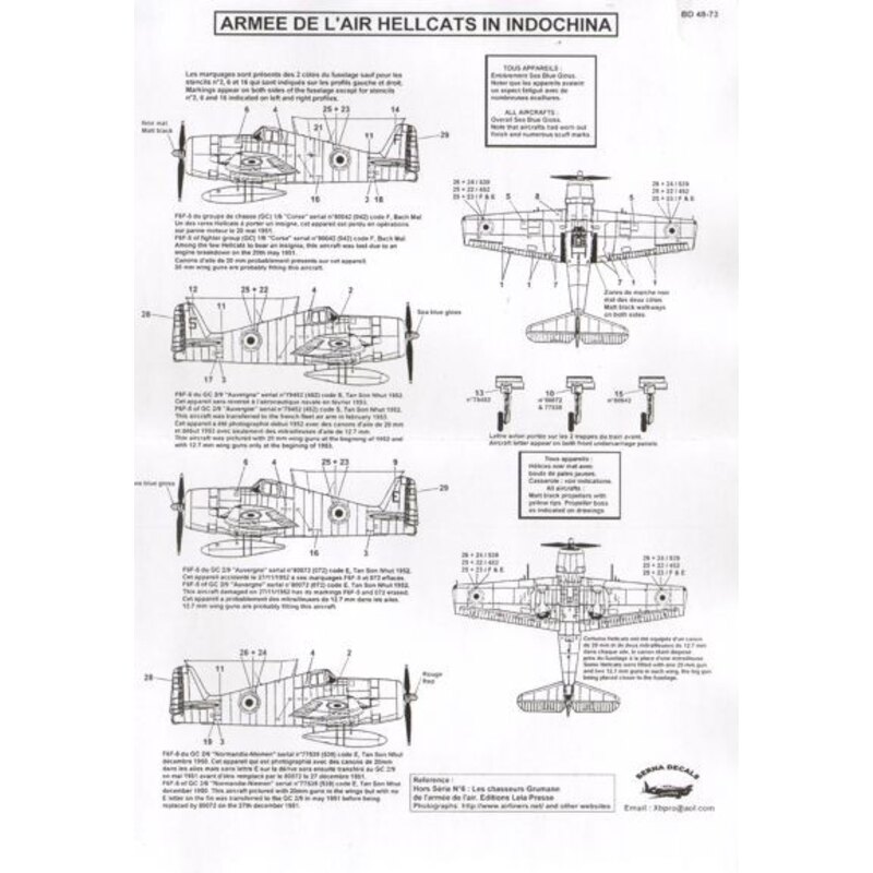 Grumman F6F-5 Hellcat armee de lair in indochina (4 schemes)