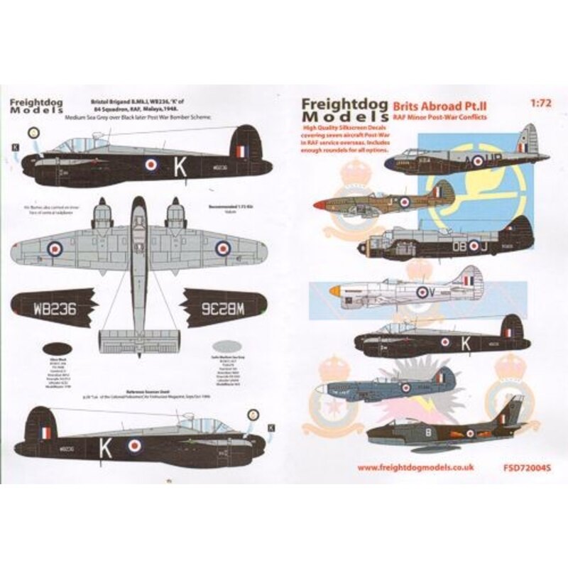 RAF Post-War (7) - Bristol Beaufighter RD805/OB-J 45 Sqn, Malaya 1948, Mosquito FB6 RS679/AU-P 4 Sqn, RAF Celle, West Germany 19