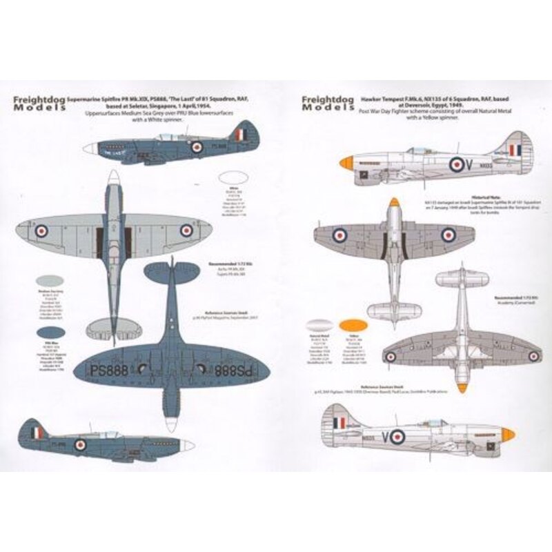 RAF Post-War (7) - Bristol Beaufighter RD805/OB-J 45 Sqn, Malaya 1948, Mosquito FB6 RS679/AU-P 4 Sqn, RAF Celle, West Germany 19