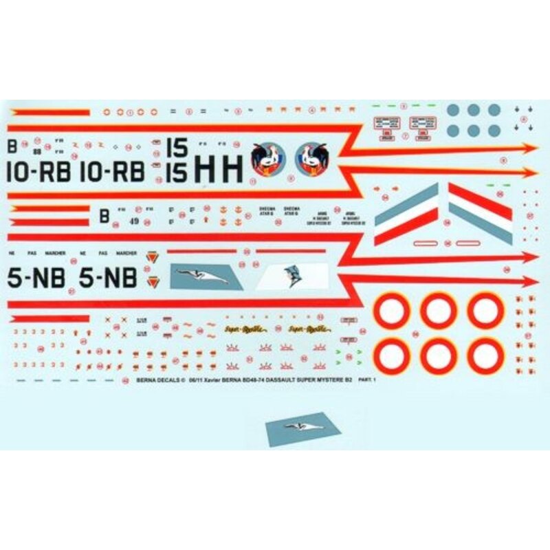 Dassault Super Mystere B2 Part 1 : N¬?49 5-NB Vendee, N¬?88 10-RB Seine, & N¬?15 H CEAM