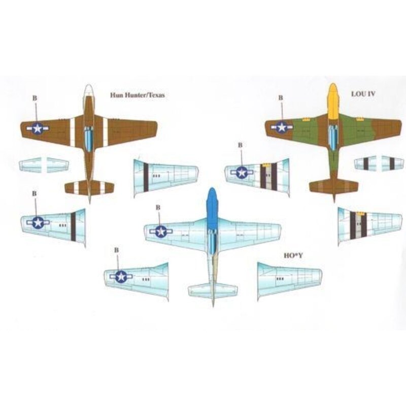 P-51D Mustang Part 2 (3) 44-13305 WR-Z 355th FG Capt Henry Brown Hun Hunter/Texas, non standard OD on upper surfaces, white no