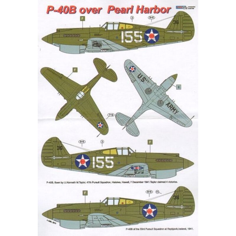 Curtiss P-40B over Pearl Harbor x 2 