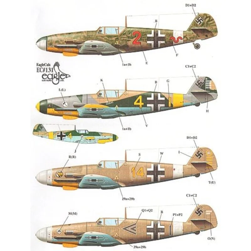 Messerschmitt Bf 109F-4. Markings for Red 2 8./JG 27 Yellow 4 9./JG 27 Pilot: Obfw. Eberhard von Boremski Yellow 14 3./JG 27 H.J