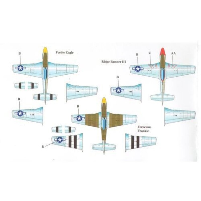 P-51D Mustang Part 3 (3) 44-63607 FT-L 354th FG Lt.Col.Glenn T. Eagleston yellow nose; 44-72308 WD-A 4th FG Maj Peirce W.McKinno