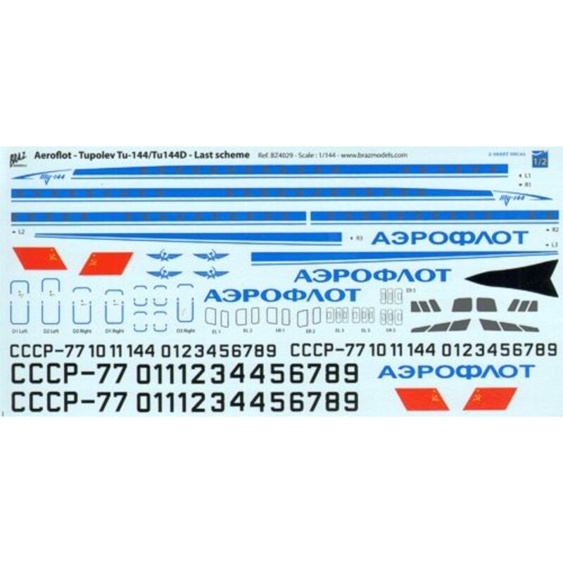 Tupolev Tu-144D Aeroflot Last scheme(für ICM kits)