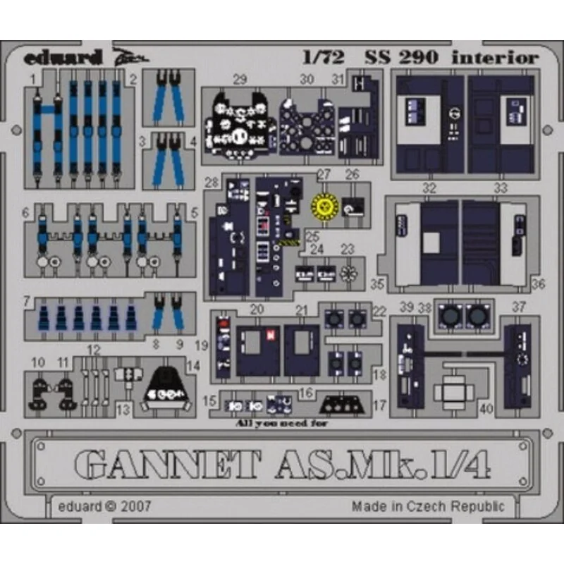 Fairey Gannet AS.Mk.1:4 Interior in Farben vorgemalt (für Bausätze von Trumpeter) Dieser Zoom Set ist eine vereinfachte Versio