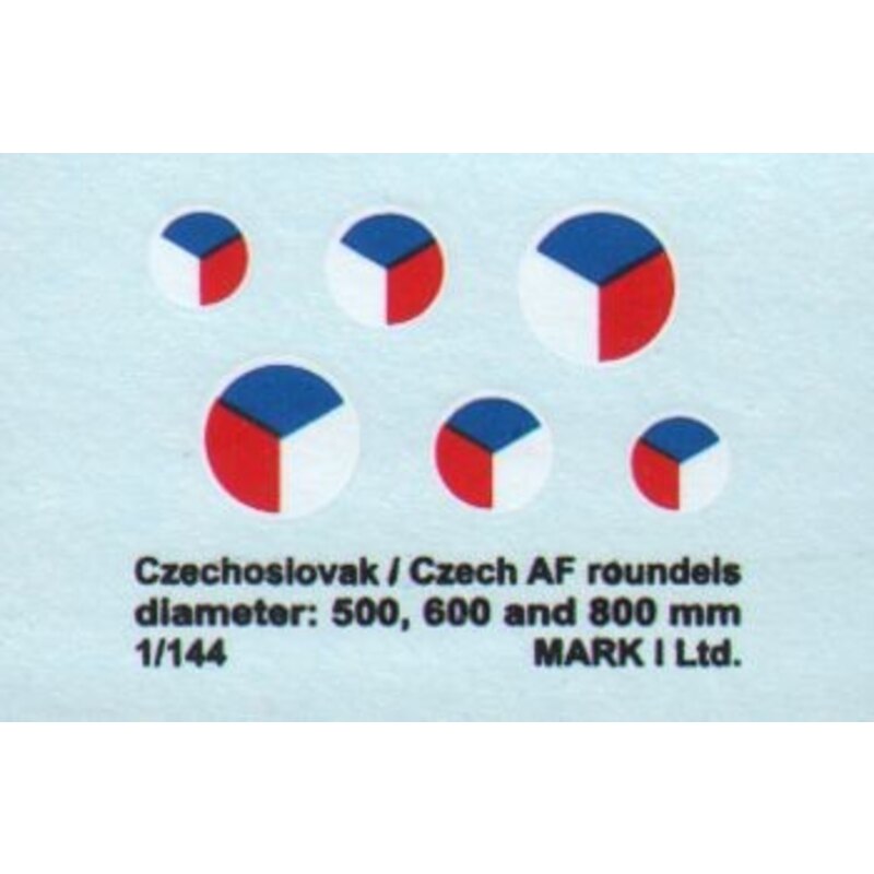 Czechoslovak/CzAF roundels White outline (dia 500, 600, 800 mm), 2 sets