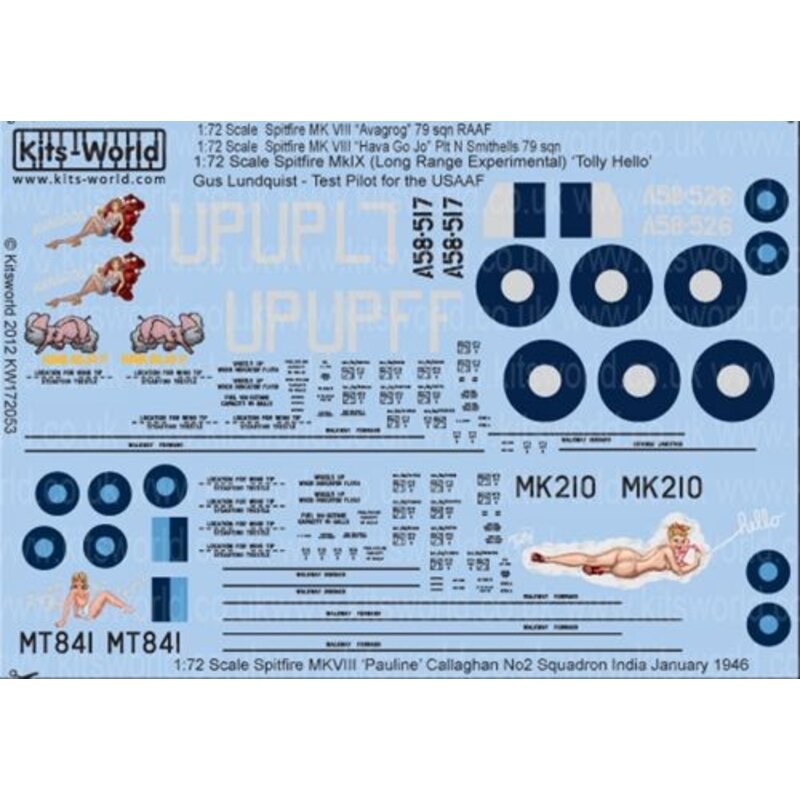 Kits World Decal Decal Supermarine Spitfire Mkixc Mk210 Ltcol Gus 